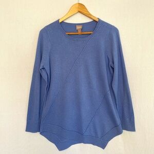 Chico’s Carsyn Asymmetrical Hem Pullover Sweater Blue Size 1 US M
